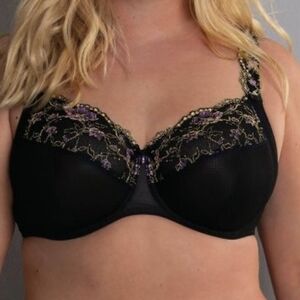 Rosa Faia Colette Lace Bra 34H 5D Black Semi Sheer